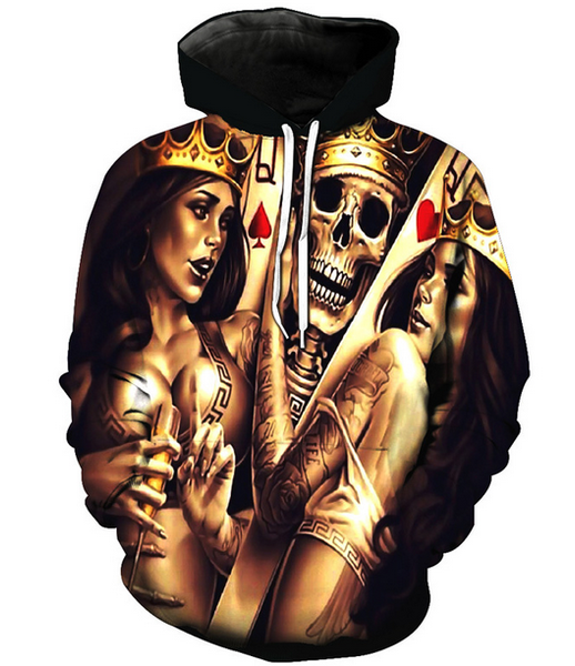 

fashion men/women metal skulls funny 3d printed crewneck sweatshirt hoodies fashion casual hoodies h41, Black