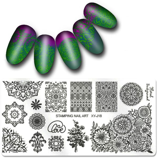 

2017 new arrival 16 styles xy-j series nail art stamp stamping plate flower patterns manicure nail template, White