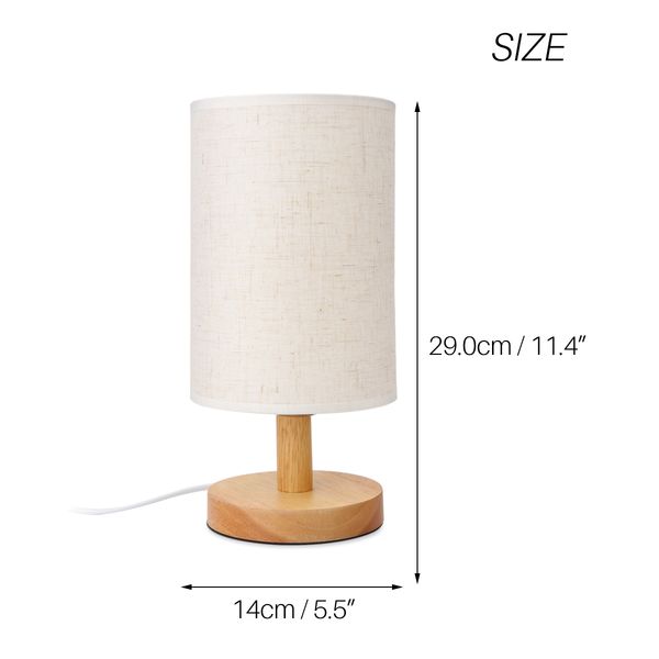2019 Minimalist Table Bedside Desk Lamp Fabric Shade Solid Wood
