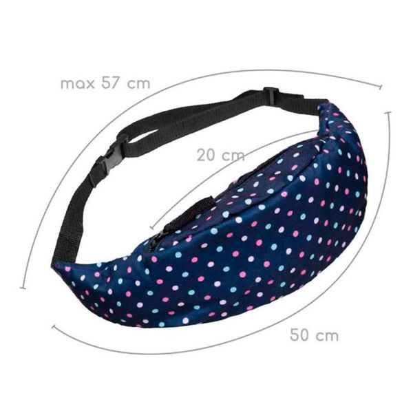 

modern women girl waist bag dot paem dark blue color bag female travel fanny pack bum bolso cintura pouch zip fanny bolsas