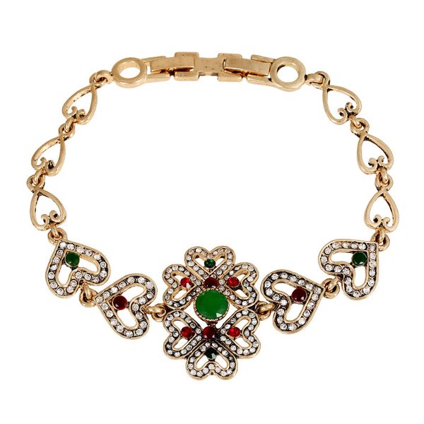 

girl vintage hollow charms bracelets for women national wind natural stone alloy bracelets bangles jewelry, Golden;silver