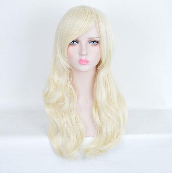 

long curly cosplay fashion hair blonde wavy health wigs women wig, Black;brown