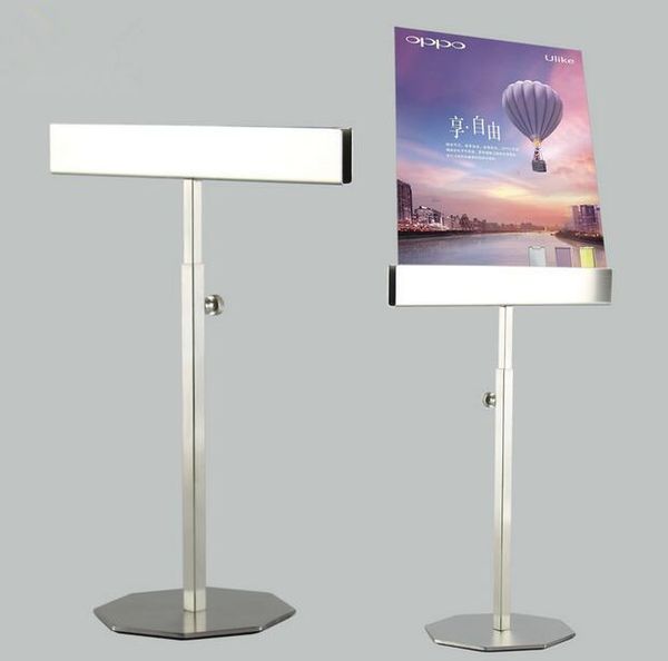 

stainess steel poster frame display stand adjustable kt board holder menu banner billboard deskdouble-side display rack