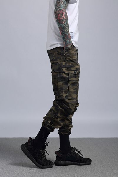 

tkpa men camo pants straight pencil long trousers camouflage black multi pockets joggers sports wear