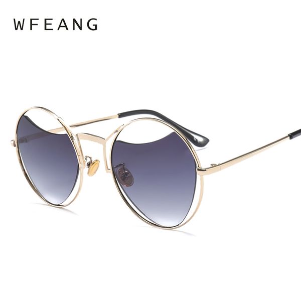 

wfeang урожай sunglass мода круглых очков женщины бренд дизайнер металл высекая солнцезащитные очки мужчины, White;black
