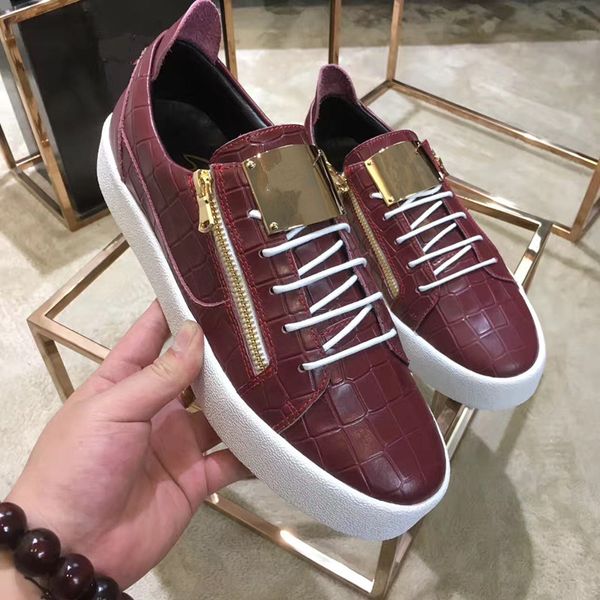 

2017 hot sale fashion zano men's and women's flat sneakers guiseppes Low top genuine leather casual shoes Free shipping size 36-46