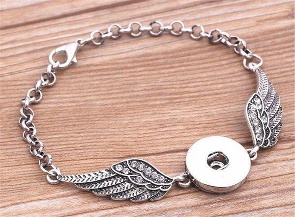 

crystal angel wings bracelets bangles antique silver diy ginger snaps button jewelry 2017 new style bracelets kka1896, Golden;silver