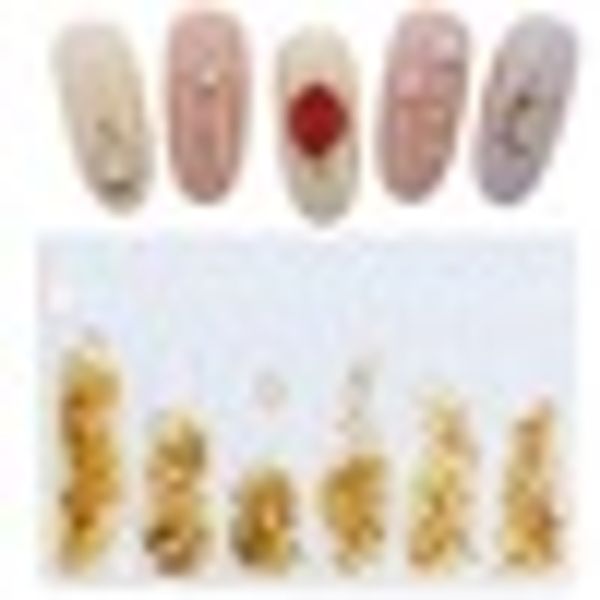 

1bag 3d nail art stickers decals patch jewelry metal designs stickers for diy nails art decoration tips salon accessory tool, Silver;gold