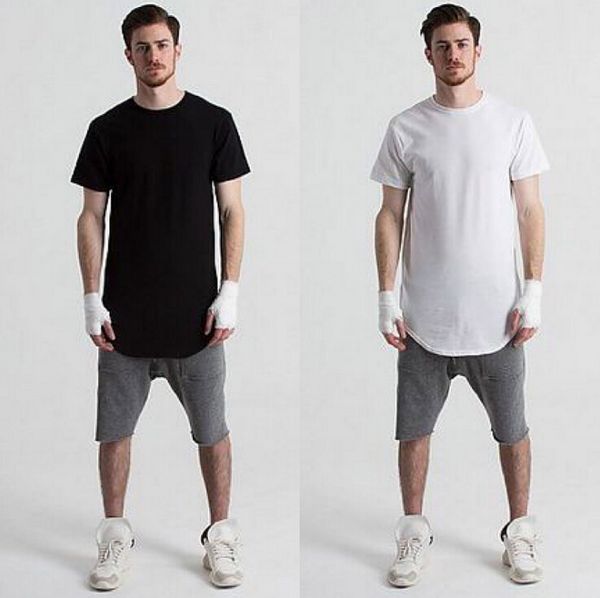 

extended loose shirt trends t citi shirt clothes t tee homme designer curved tee plain white hem mens clothing kcssg, Black