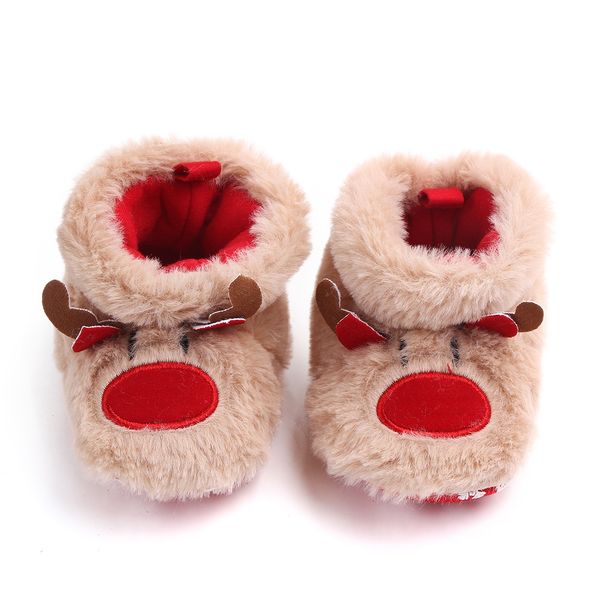 

Christmas First Walkers Infant Shoes Newborn Shoes Slip-on Solid Cotton Winter Deer Print First Step Shoes, As picture