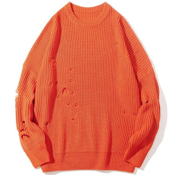 

yjsfg house ripped holes mens sweaters men winter knitted pullover sweater male hip hop loose sweater streetwear 2018, White;black