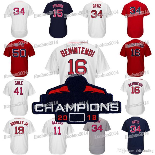 

2018 WS Champions Patch Boston Mookie Betts Rafael Devers Christian Vazquez Xander Bogaerts Andrew Benintendi JD Martinez Red Sox Jersey