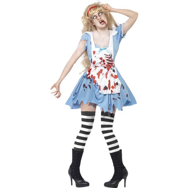

ladies zombie malice alice in wonderland halloween costume, Black;red