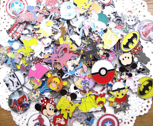 

New Anime cartoon mixed picture DIY Jewelry Making Metal Charm Pendant Jewelry Making Party Gifts B10
