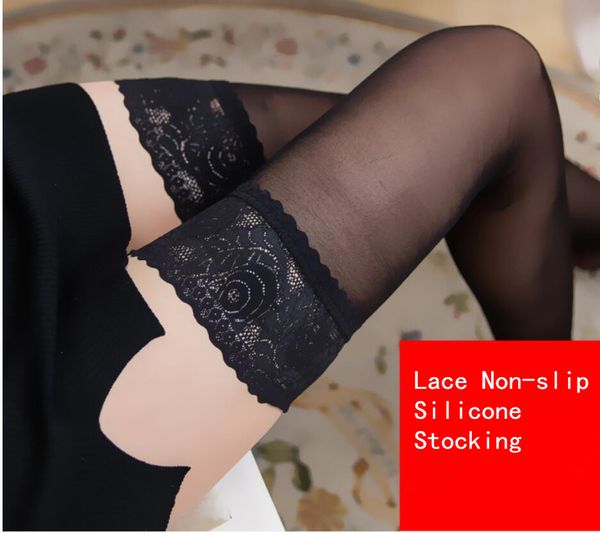 

красный сексуальные женщины sheer кружева топ силиконовые нескользящей силиконовые чулок группа stay up бедра высокие чулки колготки белье б, Black;white