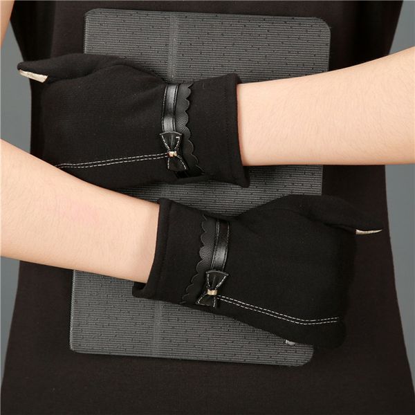 

2018 women bow mittens screen gloves girl elegant soft winter warm bow wrist glove female christmas covered finger halter gloves, Blue;gray