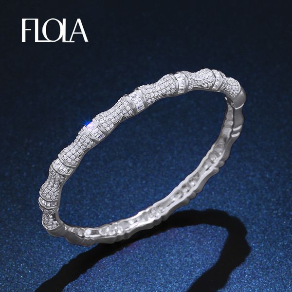 

flola luxury silver bamboo bangle & bracelet woman cubic zirconia skull bone cuff bangles man monster bracelet jewelry brtb01, Black