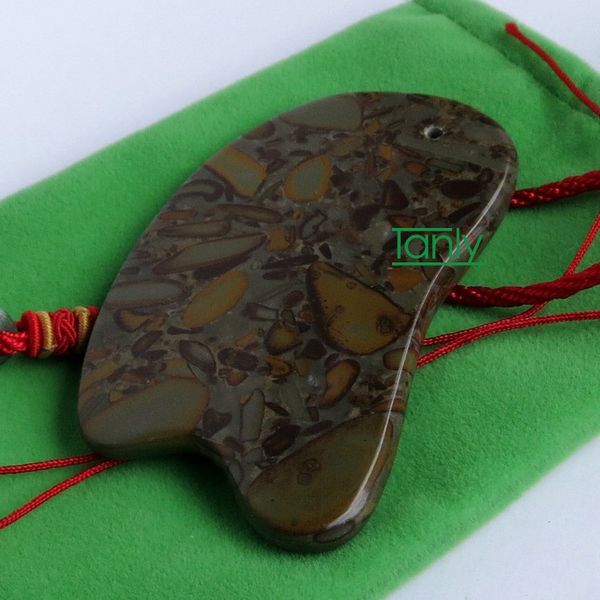 

16pieces/lot color stone massage guasha kit beauty face plate (knife shape) gift chart & bag high quality
