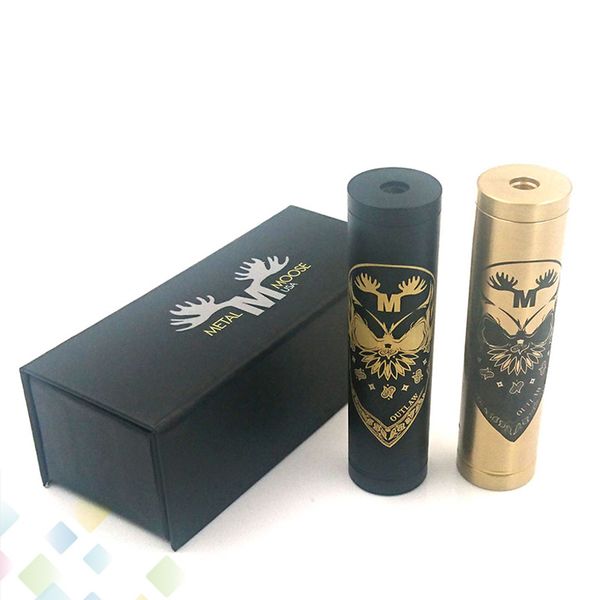 

Metal Moose Mod Newest Pattern Brass Black 2 Colors 24mm Diameter Brass Material Fit 18650 Battery 510 Atomizers DHL Free