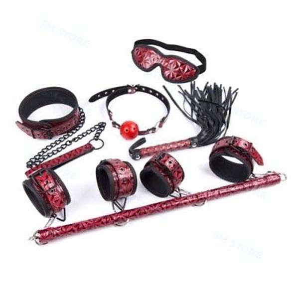 

7pcs toy restraint bar set roleplay cuffs #r78 spreader couple kit whip collar lgjhh