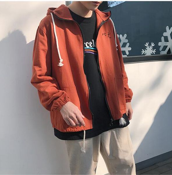 

man han edition of the new age season fashion boutique personality embroidery hooded loose boys jacket m - 2 xl, Black;brown