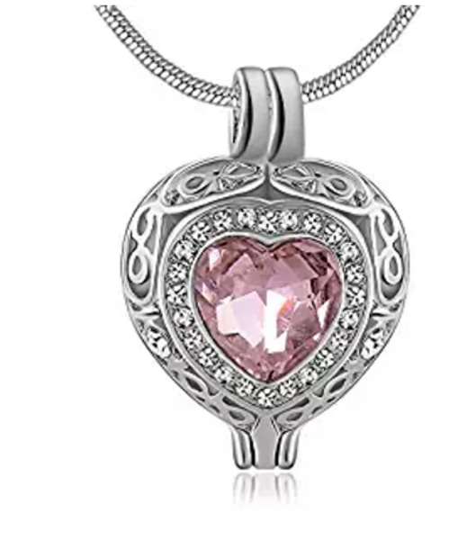 

wholesale stainless steel can open heart-shaped jewel-scented water bottle necklace to commemorate lovers' pet funeral cremation urn fa, Silver