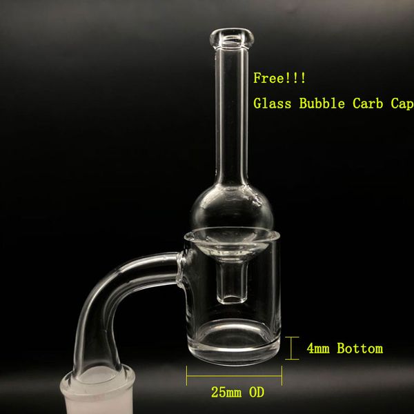 4 millimetri di spessore inferiore del quarzo Banger con vetro Bubble Cap Carb 10mm 14mm 18,8 millimetri di altezza superiore del quarzo Banger Nail per vetro Bong Rig