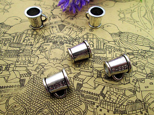 

75pcs antique silver tone "cheer" european bail beads 10x11mm hole size:4.5mm, Bronze;silver