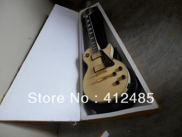 Spedizione gratuita nuova chitarra Les Custom color giallo crema con corpo e manico in mogano Chitarra elettrica Confezione in scatola di schiuma con custodia