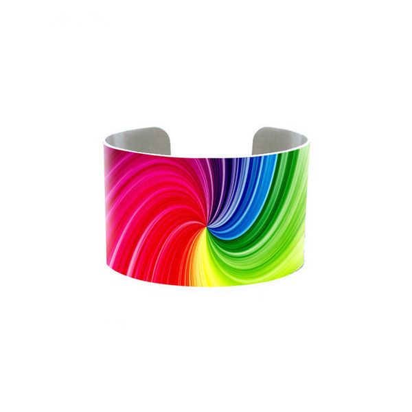 

trendy abstract cuff rainbow colors bangles for women colorful aluminum bangle adjustable bracelet gifts men women, Black