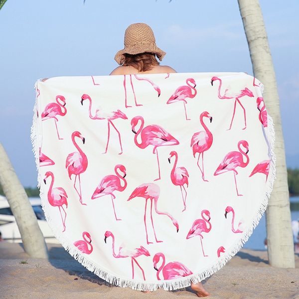 Acheter Serviette De Plage Grande Couverture De Serviette De Plage De Mandala De Flamant Avec Des Glands Tapis De Yoga Ultra Douce Superbe De Cercle