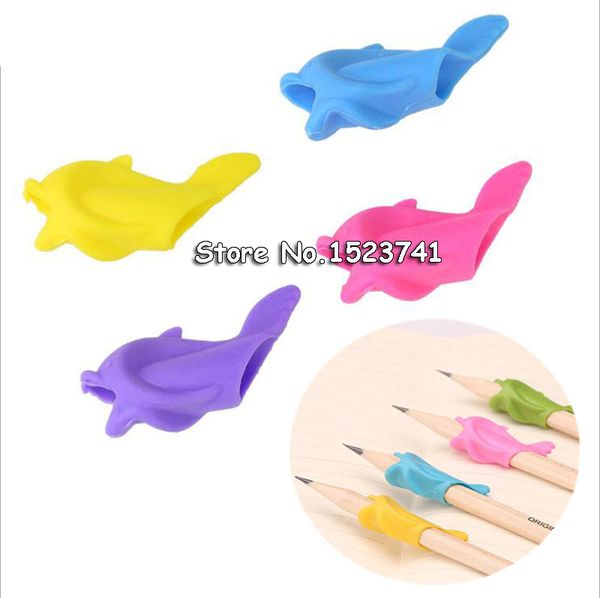 

100pcs/set factory wholesale pen pencil grip kids children school stationery right handed silicone writing handwriting aid, Black;red