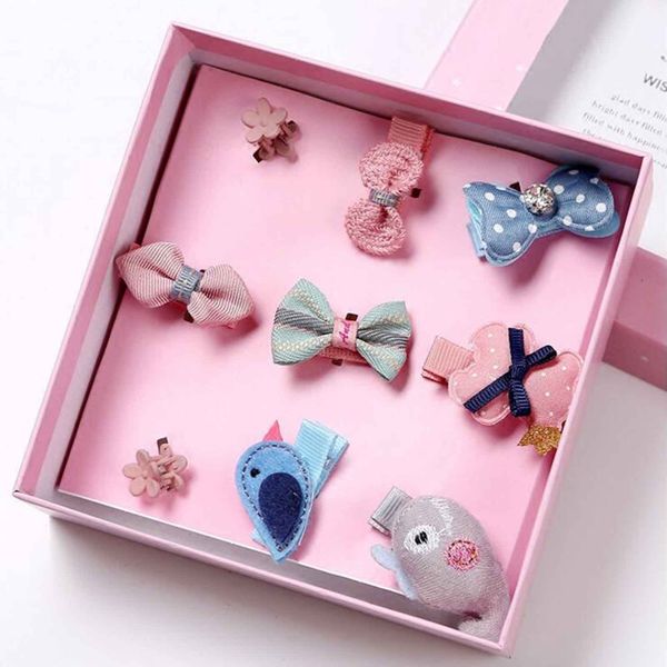 9 Pcs Girl Christmas Holiday Gift Snowflake Ribbon Hair Bows Clip Girl Hairpin