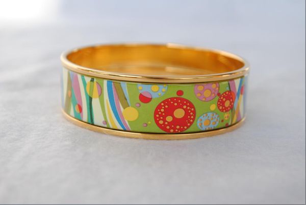 

flower of love series 18k gold-plated enamel bangle bracelet for woman bracelets bangles width 20 mm fashion jewelry, Golden;silver
