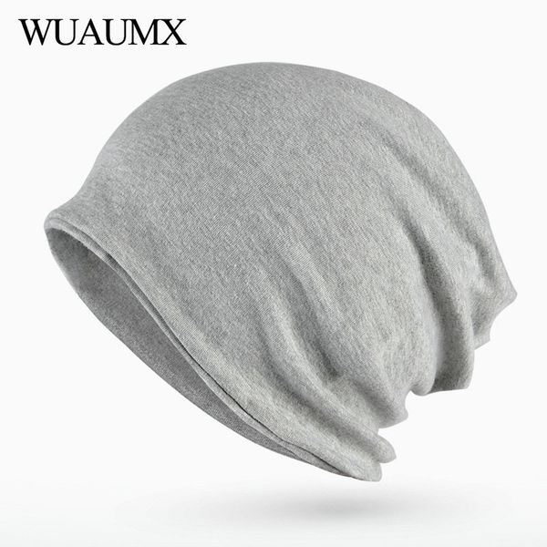 

wuaumx autumn winter hats for women solid ring scarf cotton turban hat multifunction beanies hat for men plus velvet bonnet cap