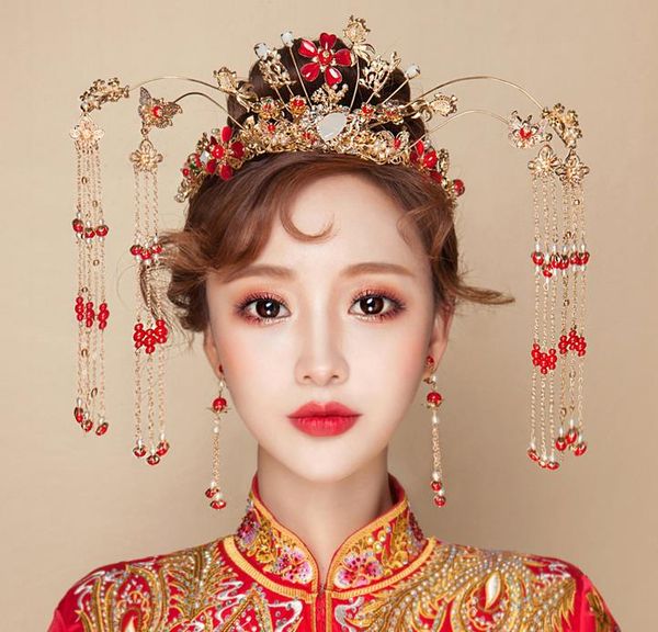 

bridal headwear 2018 new style costume, phoenix, crown, step, shake, xiu, wo, and toast, Silver
