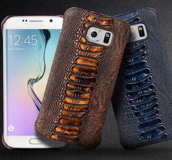 

Ostrich leg pattern leather back case for Samsung Galaxy S6 edge,ultra thin high class back cover for galaxy S6