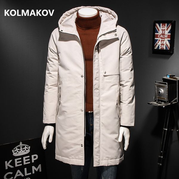 

2018 winter men fashion trench coat down jacket thicken hooded casual 90% white duck down parka coats big size to 4xl, Black