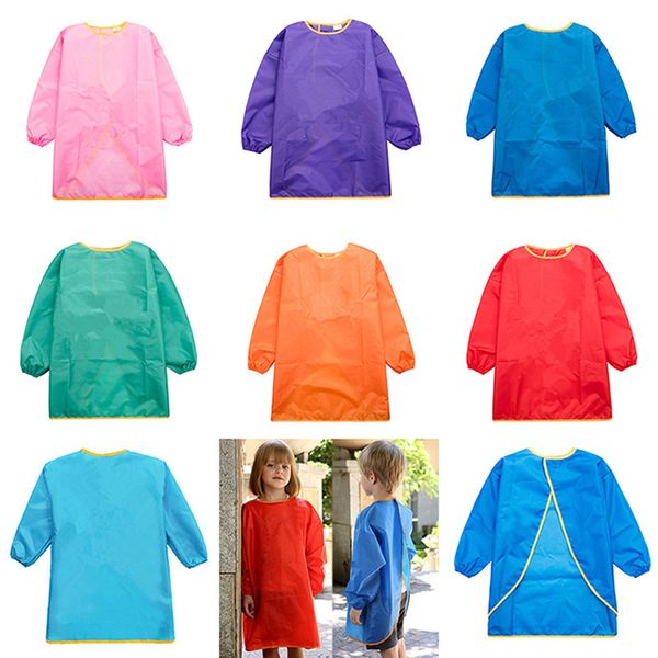 

children aprons bib dress clothes for drawing art painting supplie baby kids waterproof long eating meal burp kitchen accessories hh7-1165