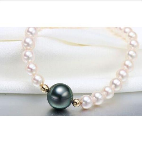 

stunning 8-12mmtahitian white black multicolor round pearl necklace 18" 14k, Silver