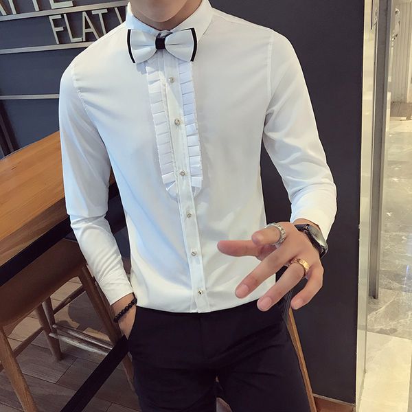 

camisa social masculina 5xl свадебные мужские рубашки с длинным рукавом хлопок slim fit белый ночной клуб мужские рубашки партии бургундия, White;black