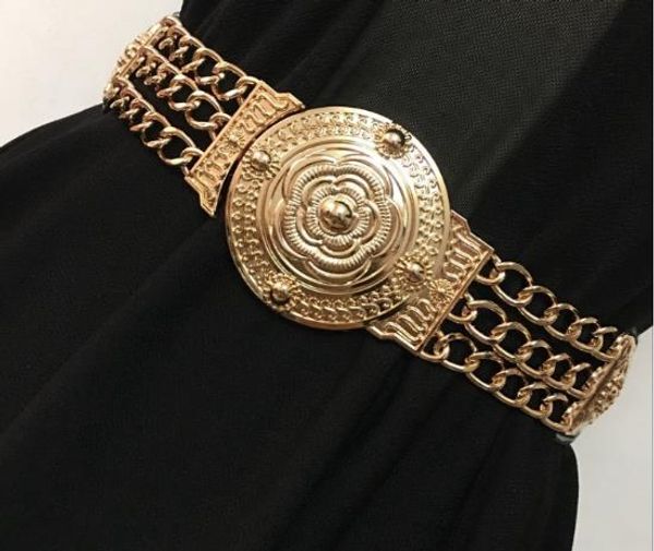 

2018 New Belt Luxury Brand Belt Women Lady Meatal Elastic Belts Fashion Accessory Waist Belts Wide Belts Stretch Waistband Women Dress Belt
