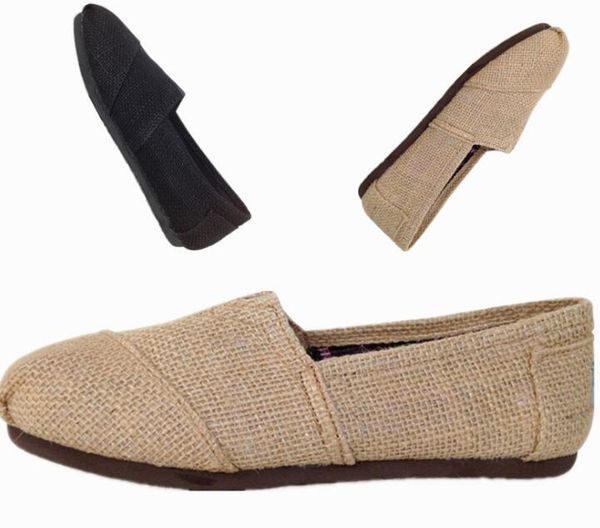 

dorp shipping linen multi casual fashion women men shoes flat platform lazy breathable espadrilles canvas shoes 2colors, Black