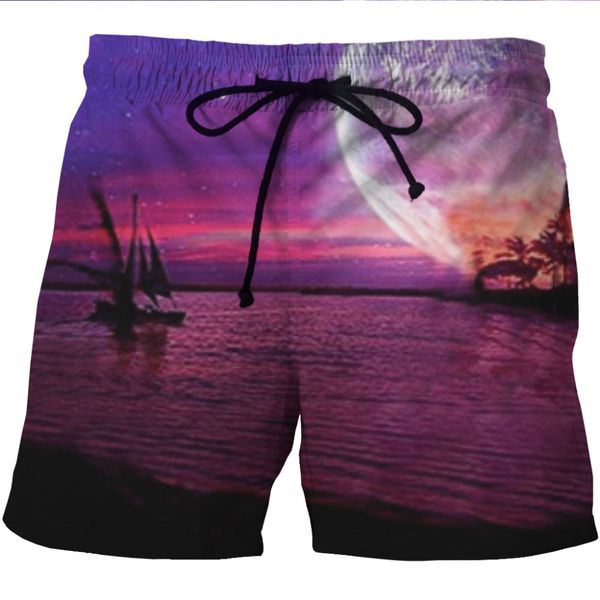

love spark purple sea view print sports shorts for men high elastic boys jogging running boys sports light shorts s to 6xl, Black;blue