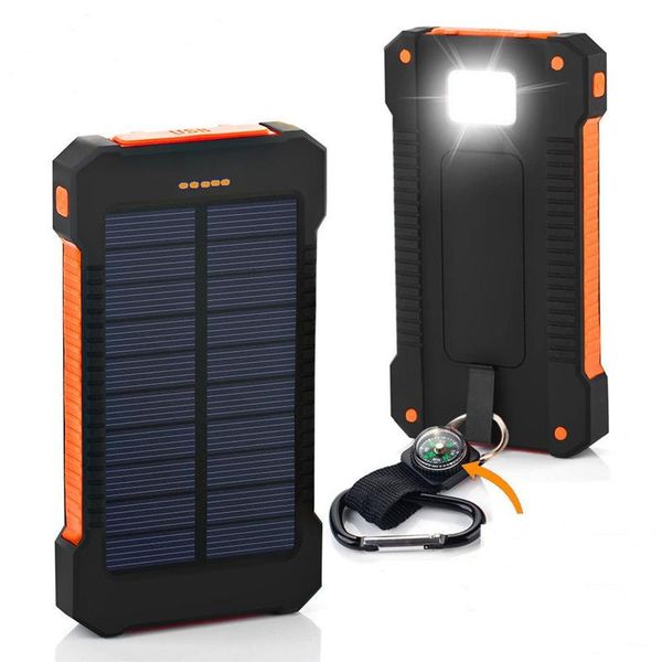 

solar power bank dual usb power bank with led light 20000mah waterproof powerbank bateria external portable charger for iphone xiaomi