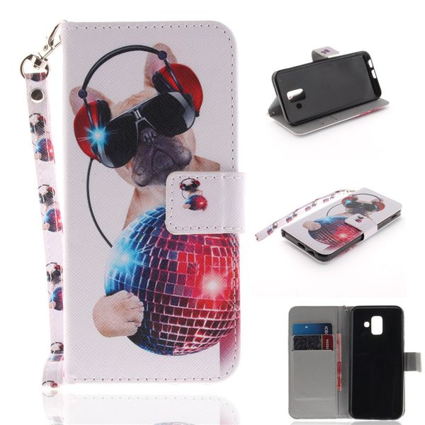 

флип бумажник case для samsung galaxy a6 2018 случаях coque животных волк тигр лев окрашенные искусственная кожа телефон сумки обложка