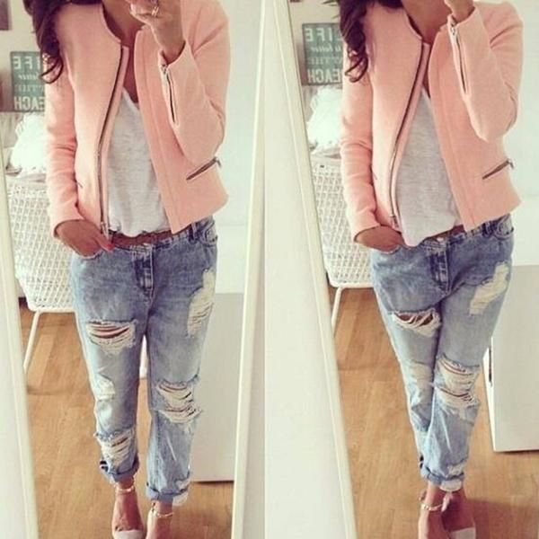 

spring autumn long sleeve zipper jacket women, Black;brown