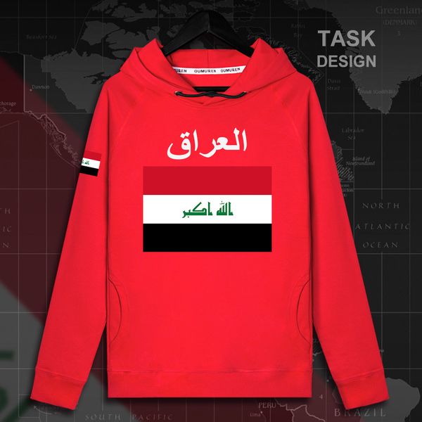 

republic of iraq iraqi iraqi irq mens hoodie pullovers hoodies men sweatshirt streetwear clothing hip hop tracksuit nation flag, Black