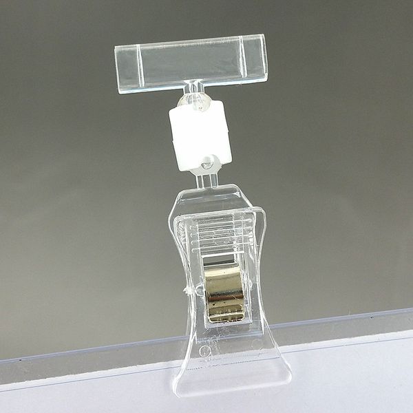 

clear h64mm merchandise plastic sign paper card display price label promotion small clips holders in retail shop 20pcs