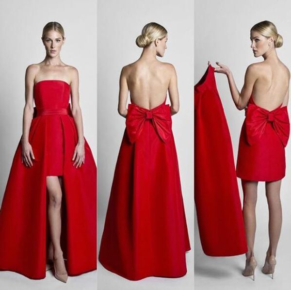 

Red jump uit celebrity dre e evening wear with detachable kirt weetheart traple atin gue t dre prom party gown